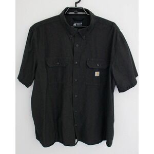 Carhartt Shirt Mens 3XL Black Short Sleeve Button Up Loose Fit Midweight 104369